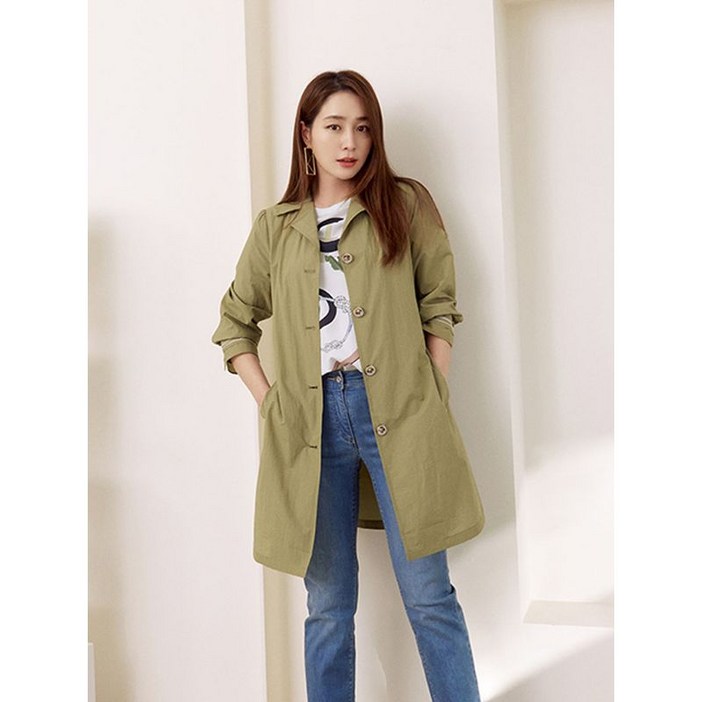 크로커다일레이디 올리브 소매자수 간절기 트렌치코트 CLCMCT101
