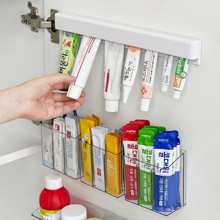 루시아이 공중부양 붙여쓰는 투명 약정리함, 칸막이형1개일반형1개, 1세트