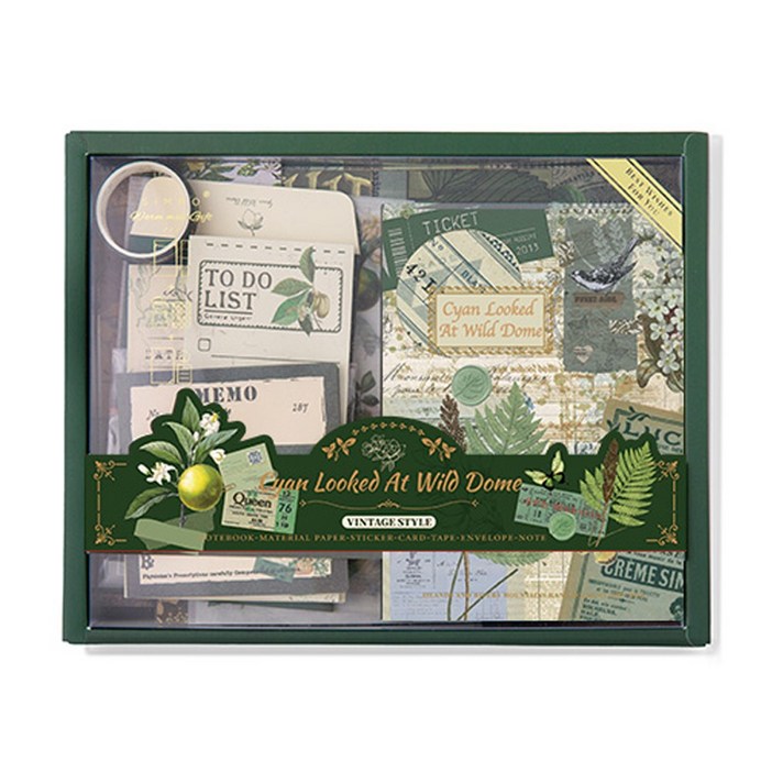 하영이네 빈티지 레트로 감성 다이어리 꾸미기 125종 세트, 딥그린 감성세트, 1세트