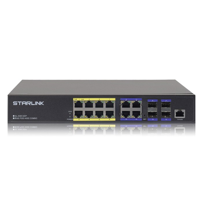 Starlink L2 기가8포트POE스위치허브 업링크 4기가RJ45 SFP광허브 SLS3012GP