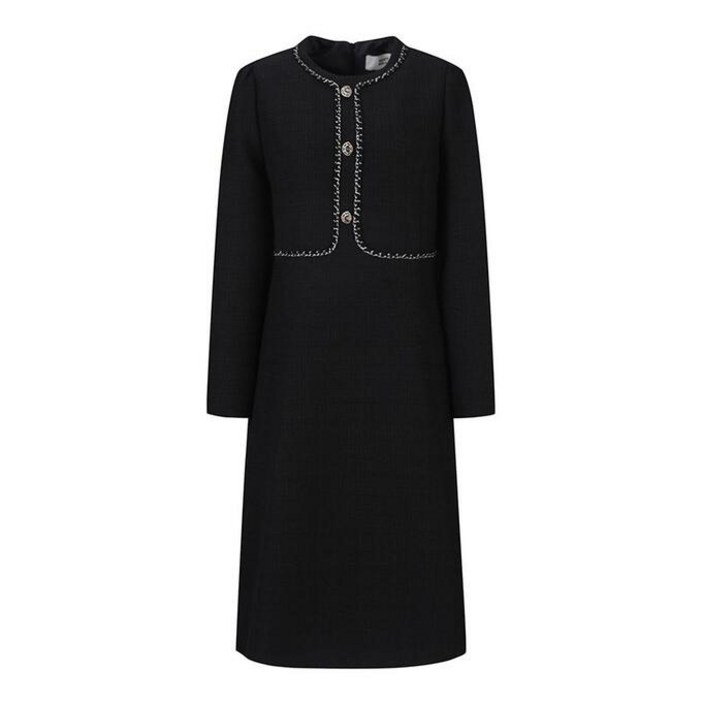 베스띠벨리 24FW 브레이드 포인트 트위드 롱 원피스 BJO2523BK