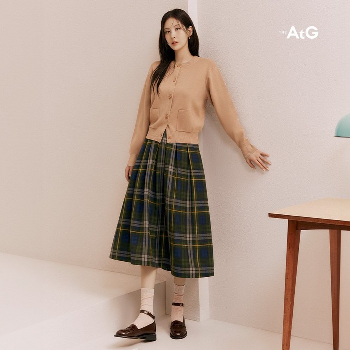 더엣지 체크 볼륨 스커트 WYSK6G01