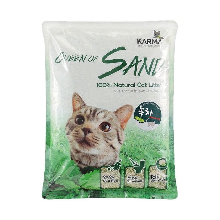 퀸오브샌드 두부모래 고양이 배변 모래, 7L, 1개, 녹차향