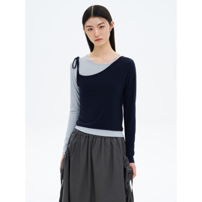 매장정품 에잇세컨즈 8SECONDS 배색 레이어드 저지 세트 네이비 125341MB1R 138754