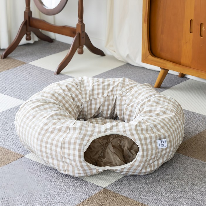 세븐펫 고양이 숨숨터널 하우스, Beige, 1개