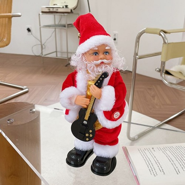 기타 트월킹 산타 크리스마스 파티 소품 음악 나오는 움직이는 산타 장식 오르골 파티 소품
