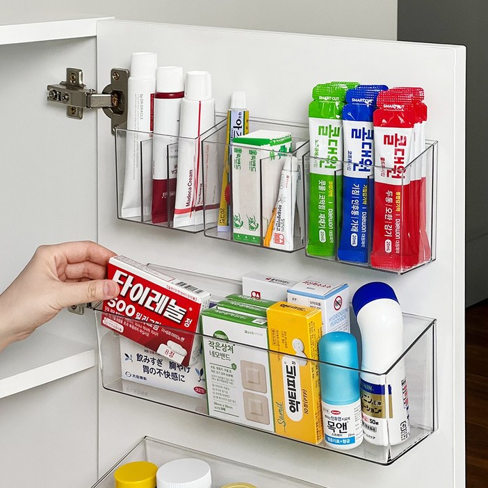 루시아이 공중부양 붙여쓰는 투명 약정리함, 칸막이형1개일반형1개, 1세트