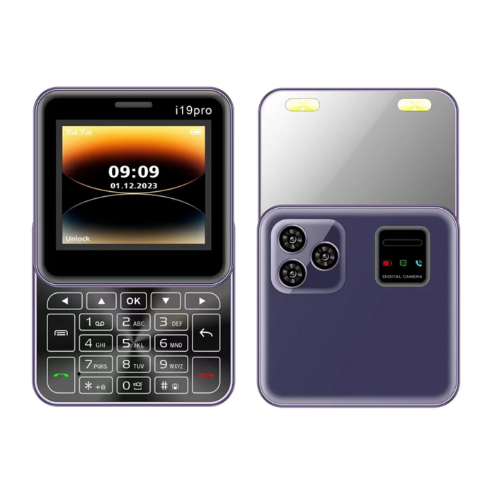 슬라이드 단추 미니 휴대폰 i19 프로 스퀘어 2.4 인치 듀얼 SIM 2G GSM 블루투스 FM 카메라 잠금 해제 소형