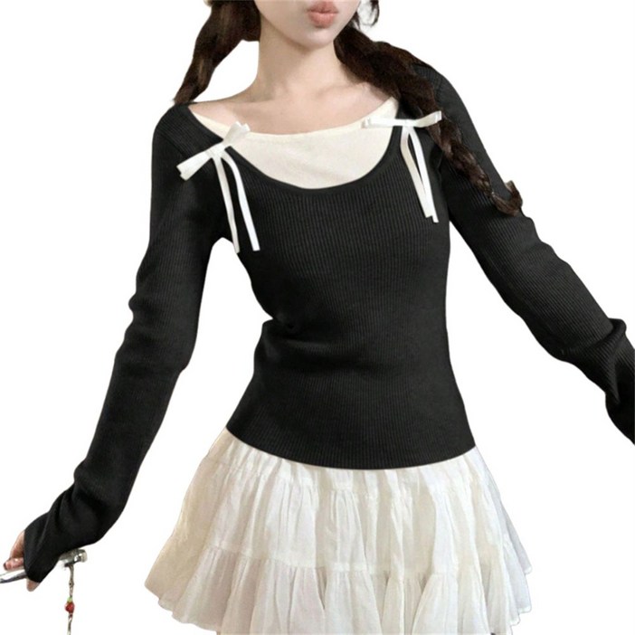 여성간절기 니트 레이어드 스웨터 H45003