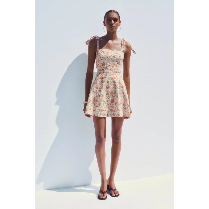 5Y72845 ZARA 여자신상 플라워 미니원피스 리본장식 비치원피스  4661326