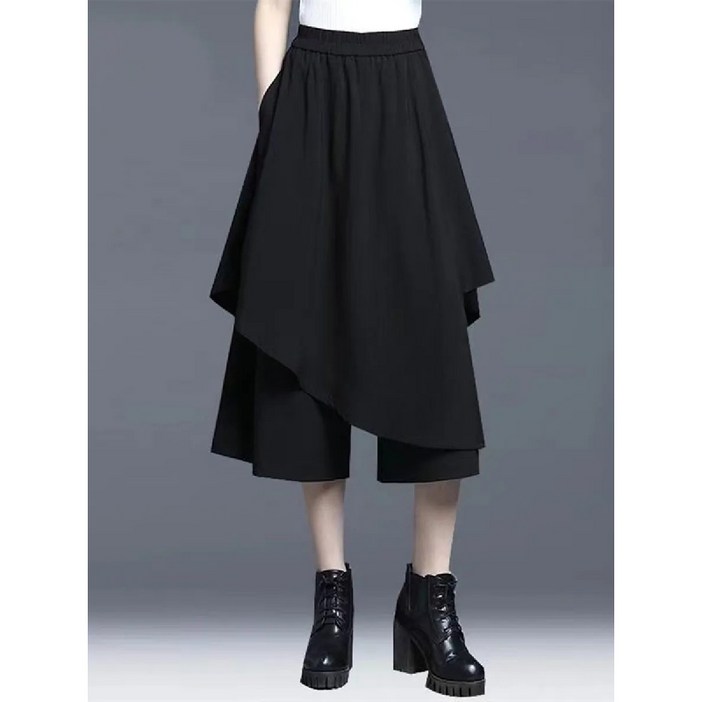 해피유통 여성  7부 와이드 치마바지 언밸런스 트레이닝 바지 jhljq