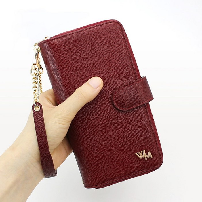 아모하 갤럭시S24플러스 S926 전용 DN 천연 소가죽 카드 포켓 수납 지퍼 지갑 다이어리 스트랩 휴대폰 케이스