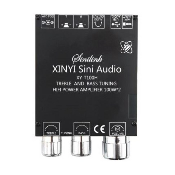 블루투스5.0 2채널 100W X2 미니증폭기 소형앰프 베이스 마이크사운드 오디오스피커 방송용음향엠프AUX