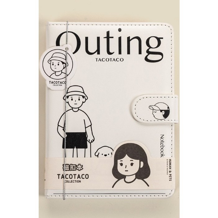 딜하우스 타코 마그네틱 버클 다이어리노트, 1개, 화이트