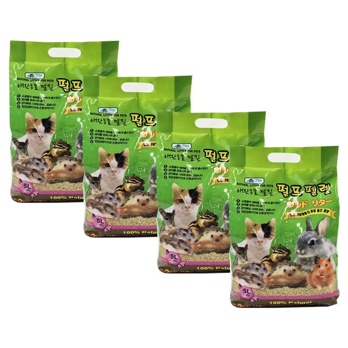 애니몰파크 소동물 우드펠렛 베딩 펄프펠렛, 4개, 5L