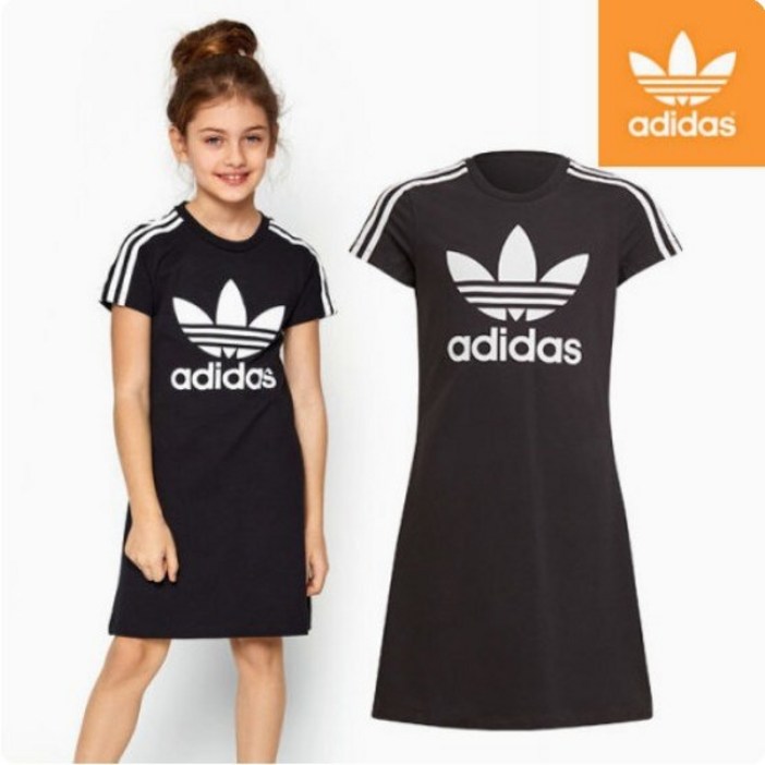 백화점 매장판 아디다스 주니어 오리지널 블랙 원피스 아디다스 불꽃로고 여아 드레스 반팔 원피스 등교룩