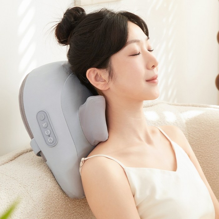 아우리넥스 프리미엄 목 어깨 베개 마사지기, 그레이, YHD18650