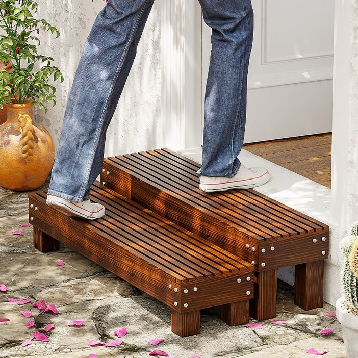 간이 계단 나무 디딤판 테라스 스텝 보조 원목 발판