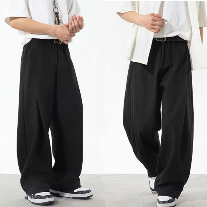 비비디아 BIBIDIA 남자 루즈핏 와이드핏 밴딩 슬랙스 팬츠 캐주얼 정장 바지 빅사이즈 데일리룩 5531