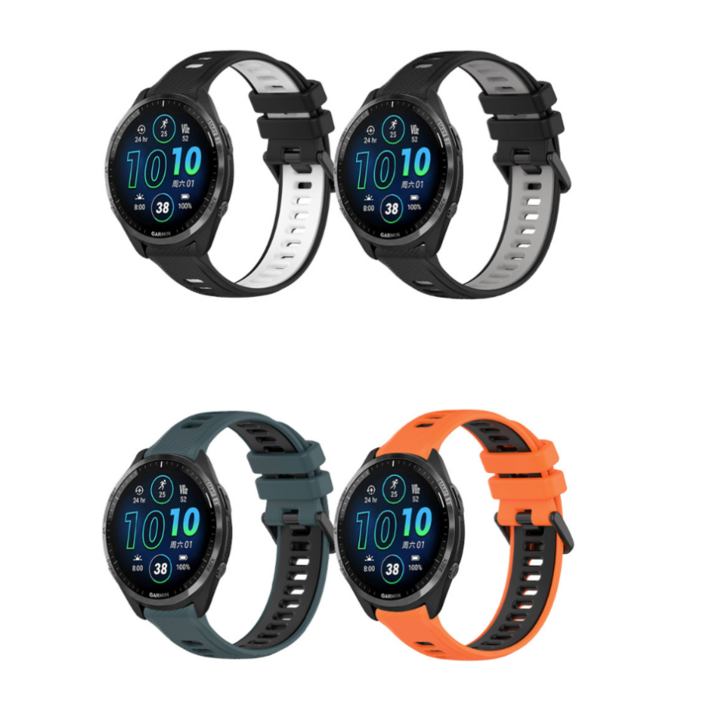 가민 포러너 스포츠 실리콘 스트랩 투톤 버클 밴드 965/945/935 22mm, 오렌지블랙