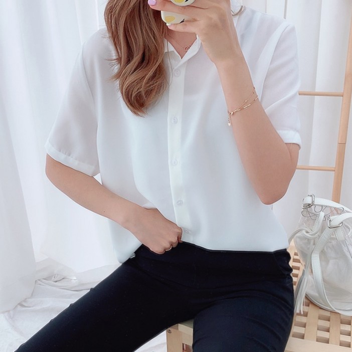 티데일리 살랑 링클 반팔 셔츠 여성용 여름 카라 남방 블라우스 티데일리 살랑 링클 반팔 셔츠 여성용 여름 카라 남방 블라우스