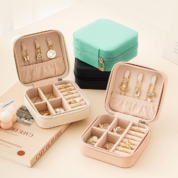 모에파 사각 휴대용 주얼리 목걸이 반지 보석함