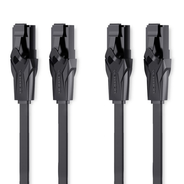 벤션 칼국수형 CAT.6 랜선 랜케이블 UTP 1Gbps 2m, 블랙, 4개, 2m