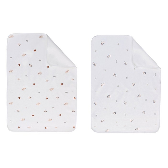 미라클 베이비 유아 방수패드 기저귀매트 2개입, 말코끼리, 1세트