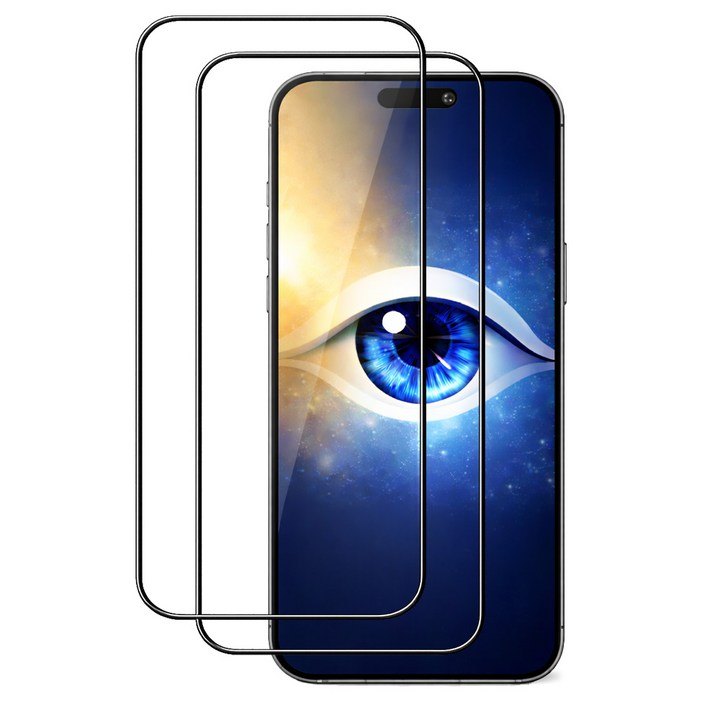 렉스 시력보호 블루라이트 차단 풀커버 강화유리 휴대폰 액정보호필름, 2개