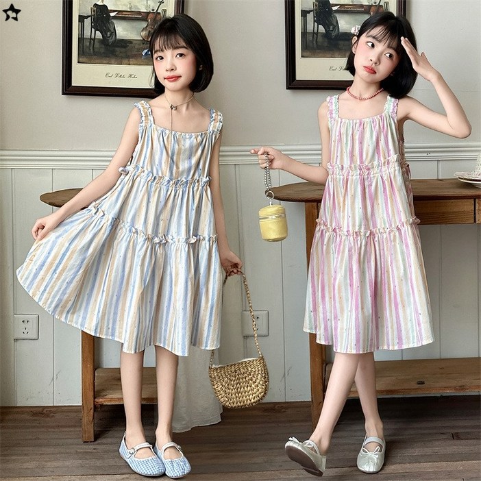슈가푸딩 주니어 세로줄원피스 초등학생 중학생 롱원피스 스트라이프원피스 민소매원피스 여름신상 데일리룩 바캉스룩 여아휴가룩