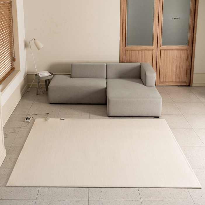 워밍업 프리미엄 탄소 전자파차단 EMF 전기매트 워셔블 거실용 침대용 물세탁 전기러그카페트, 240x200cm, 아이보리