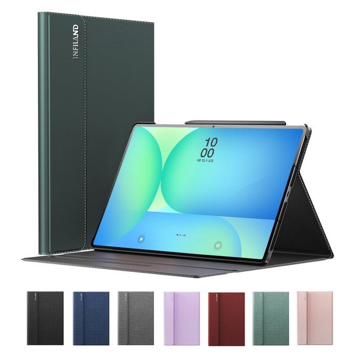 VISBYH 비스비 갤럭시탭 S10FE S9FE S9 북커버 케이스 10단각도조절 S펜수납동시충전, 블랙, 1개