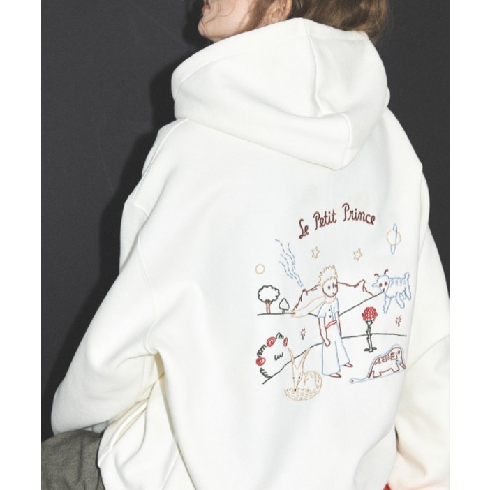 꼼파뇨 Le Petit Prince 자수 후드티 크림