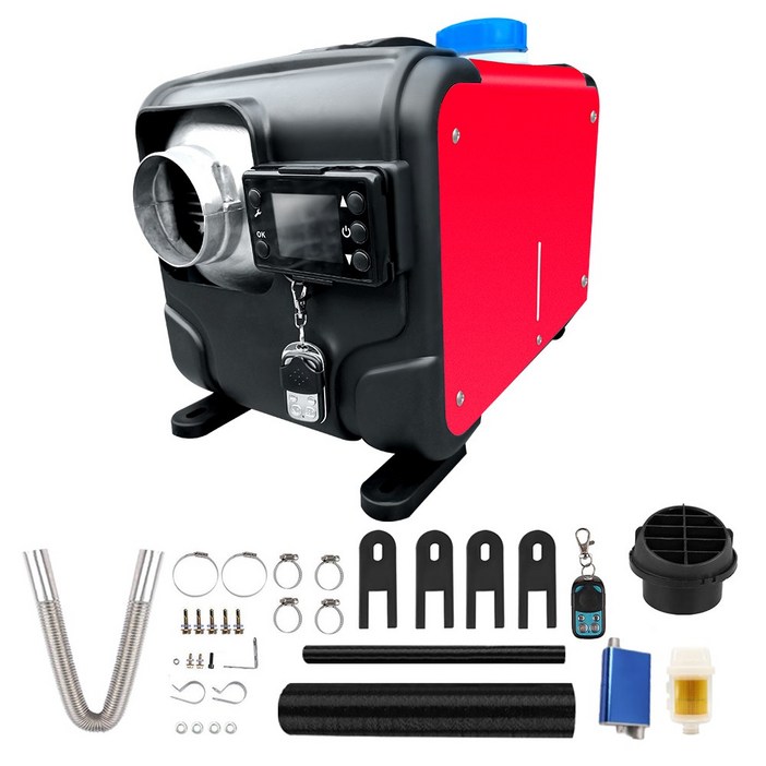 테크먼트 최신형 1구 무시동히터 저소음 연로펌프 일체형 이동식 캠핑카 차박 차량용 12V 24V 220V 겸용, Y10-레드, 1개