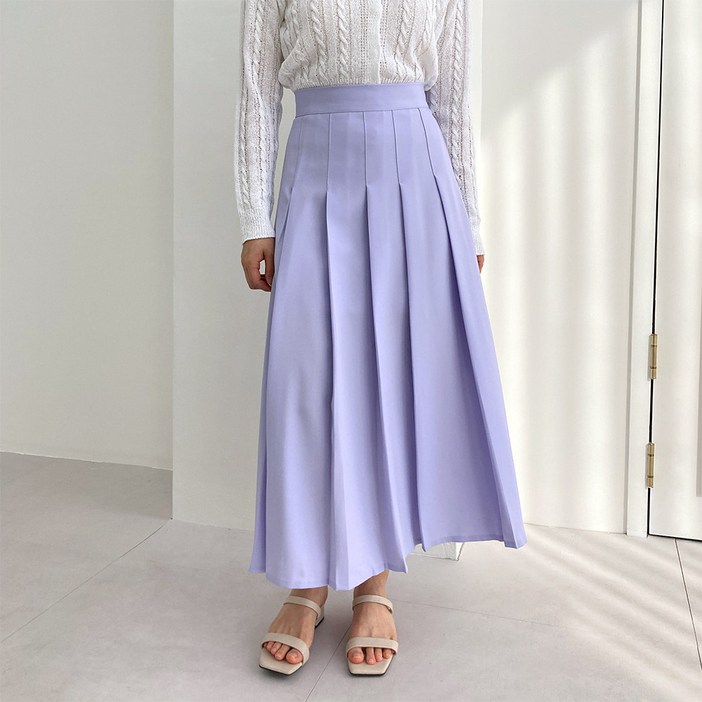 델레브 플리츠 핀턱 주름 롱 맥시 풀 스커트