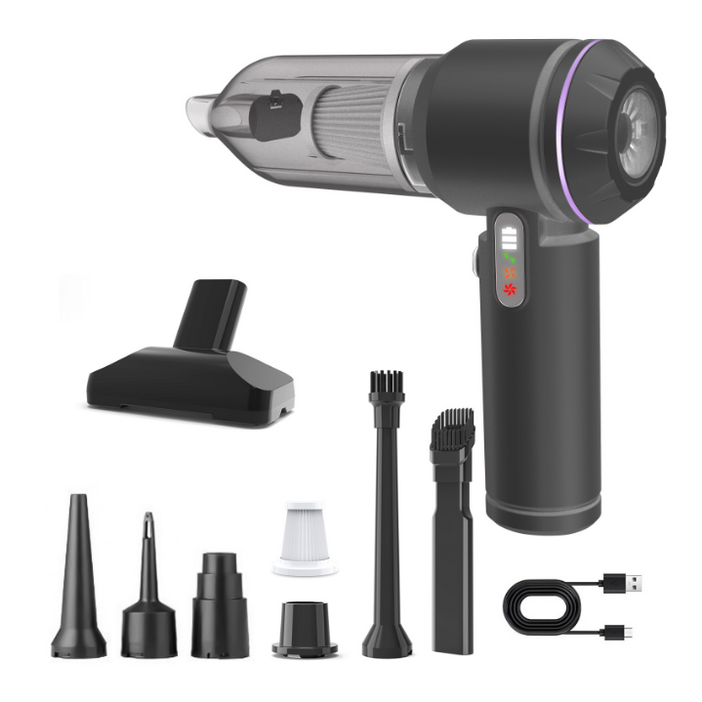 25년형Voltmate 휴대용 무선 에어건 청소기 차량 가정 야외 흡취일체형 다기능 청소기 LED 표시 BLDC 브러시리스 18000Pa TypeC 포트 대용량 배터리, 블랙, M6