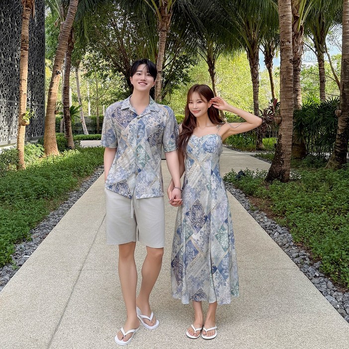 카프리 휴양지커플룩 허니문 하와이안 커플휴양지룩 바캉스 신혼여행 시밀러룩