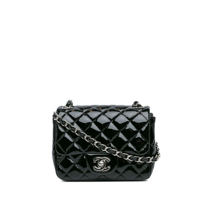 샤넬  중고 2014 미니 스퀘어 클래식 페이턴트 싱글 플랩 크로스 백