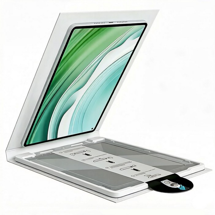 아이패드 프로미니에어m5m4m3a17 강화유리 보호필름 풀커버 방탄 먼지제로 자동부착 EASY FIT, 투명, 1개