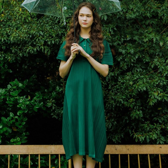 피네플리츠 반팔 카라 원피스 4 Color