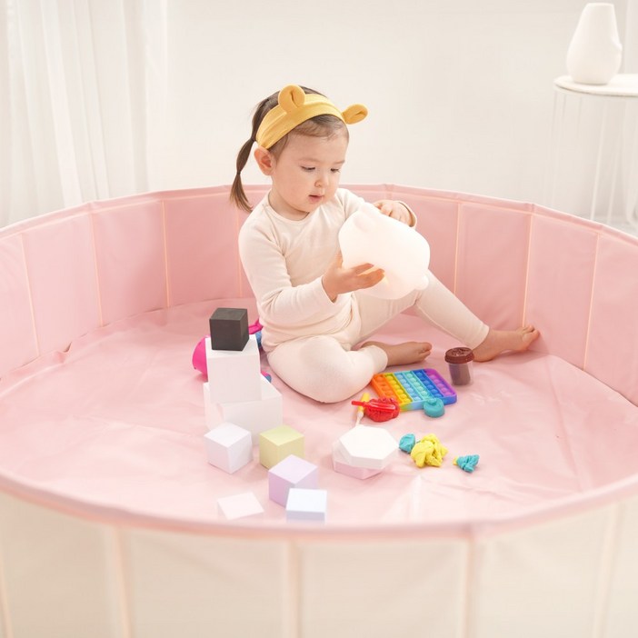 라호 접이식 놀이매트 핑크 베이지 ML 볼풀장 물놀이풀장, 핑크, 1개