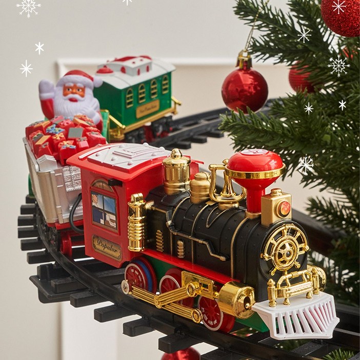 크리스마스트리 장식 트리에 달리는 기차 장난감