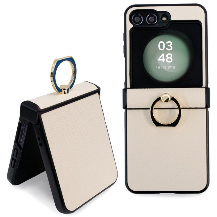 리네시 갤럭시 호환 Z플립 지플립 힌지보호 가죽 링 핸드폰 케이스