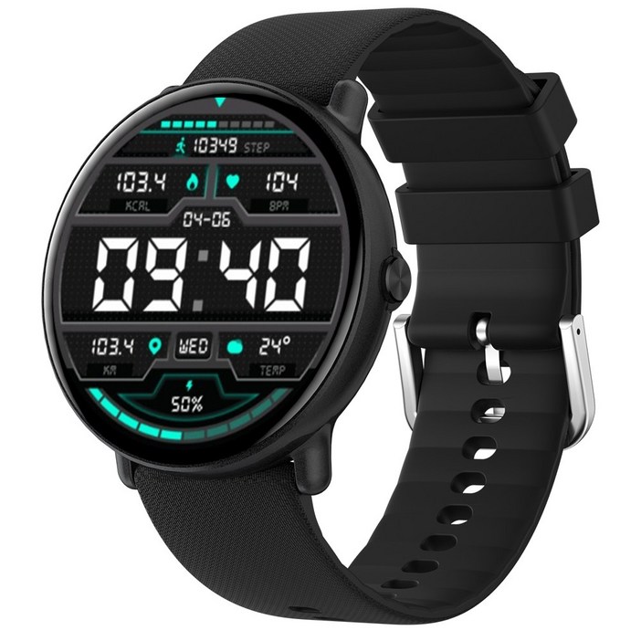 WAPIK 블루투스 통화가능 스마트워치 Y6 1.43인치 AMOLED 대화면 한글판, GPS + 블루투스, 3.6cm, 블랙