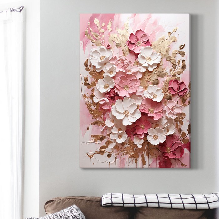 [인메이블] 고급 그림 액자 황금 추상화 꽃 그림 41종 현관 거실 인테리어 풍수그림 풍수지리 캔버스액자 돈들어오는그림