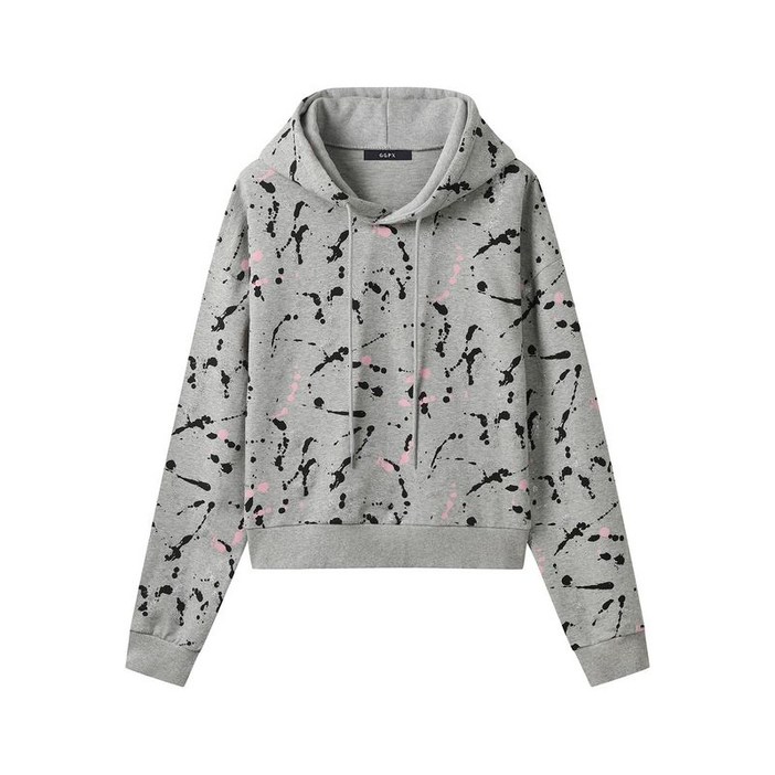 지지피엑스. 페인트 스플래터 긴팔 후드 티셔츠 GPCLW023D