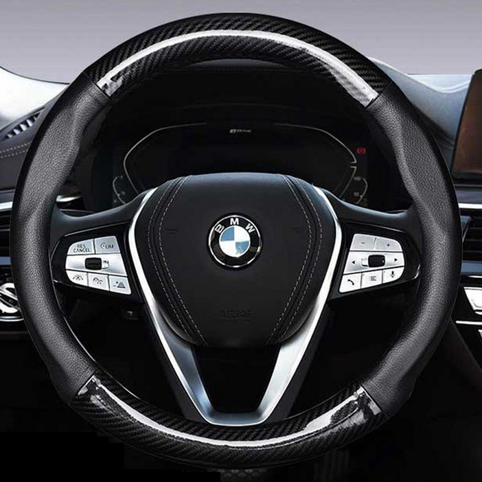 아이오닉5핸들커버 D컷 원형 카본 가죽