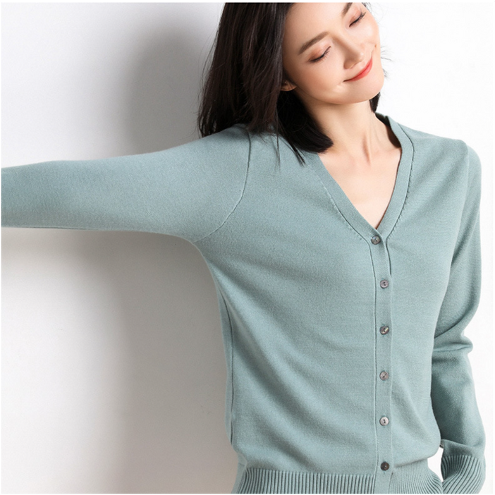 에쉬울프 여성용 데일리 간절기 니트 기본 가디건