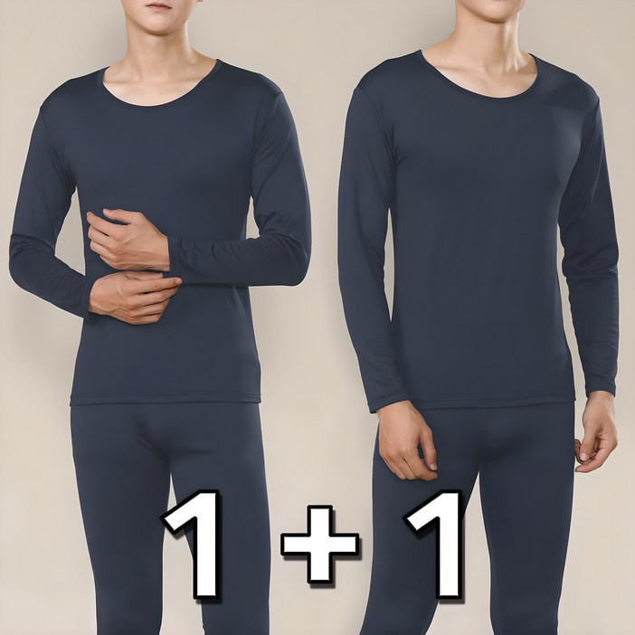 블루핀 남성용 겨울 따뜻한 발열 초극세사 기모내의 상하 세트 2P