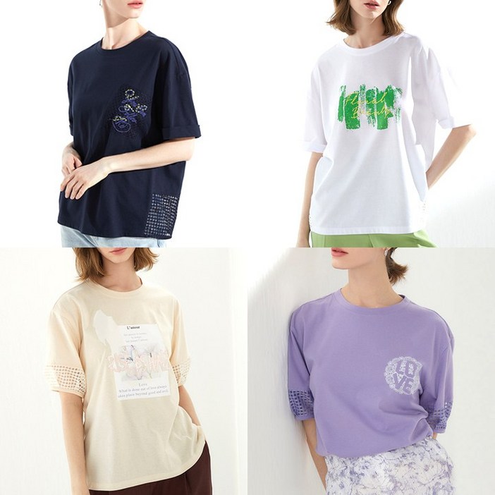 ELFREN 아트웍 티 블라우스 4종(1세트) 썸머 여름 티셔츠 반팔티 쇼핑엔티홈쇼핑